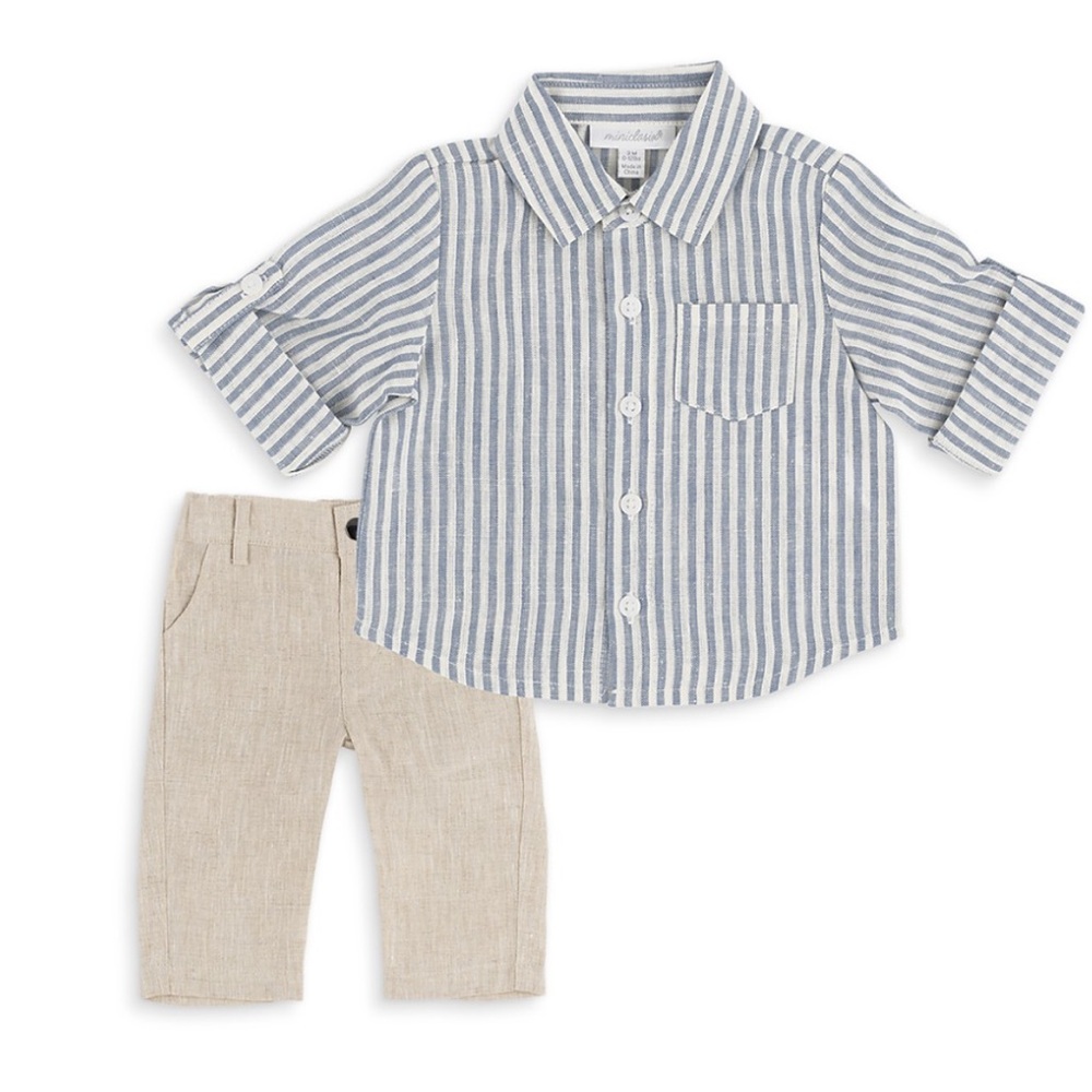 Striped Blue and White Kids Shirt by Miniclasix